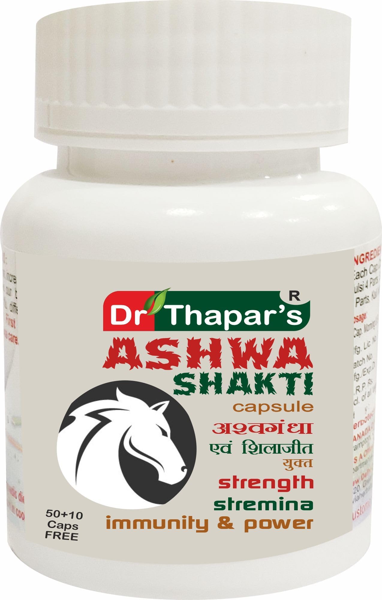Dr. Thapar's Ashwa Shakti Capsules with Shilajit Extract - Natural Booster - 60 Capsules