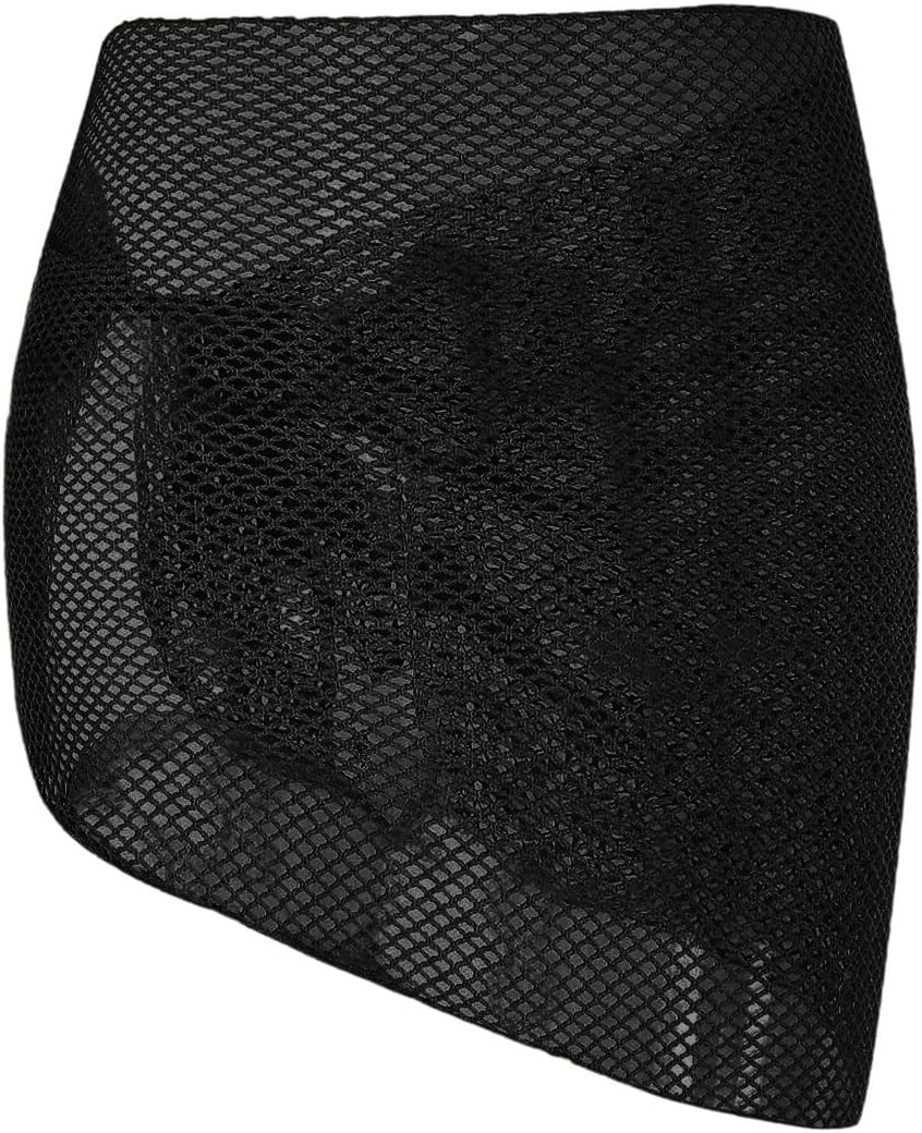 ZAFUL Sarong Coverups for Women Beach Vacation Fishnet See Thru Tie Side Bathing Suit Cover Up Mini Skirt - Image 2