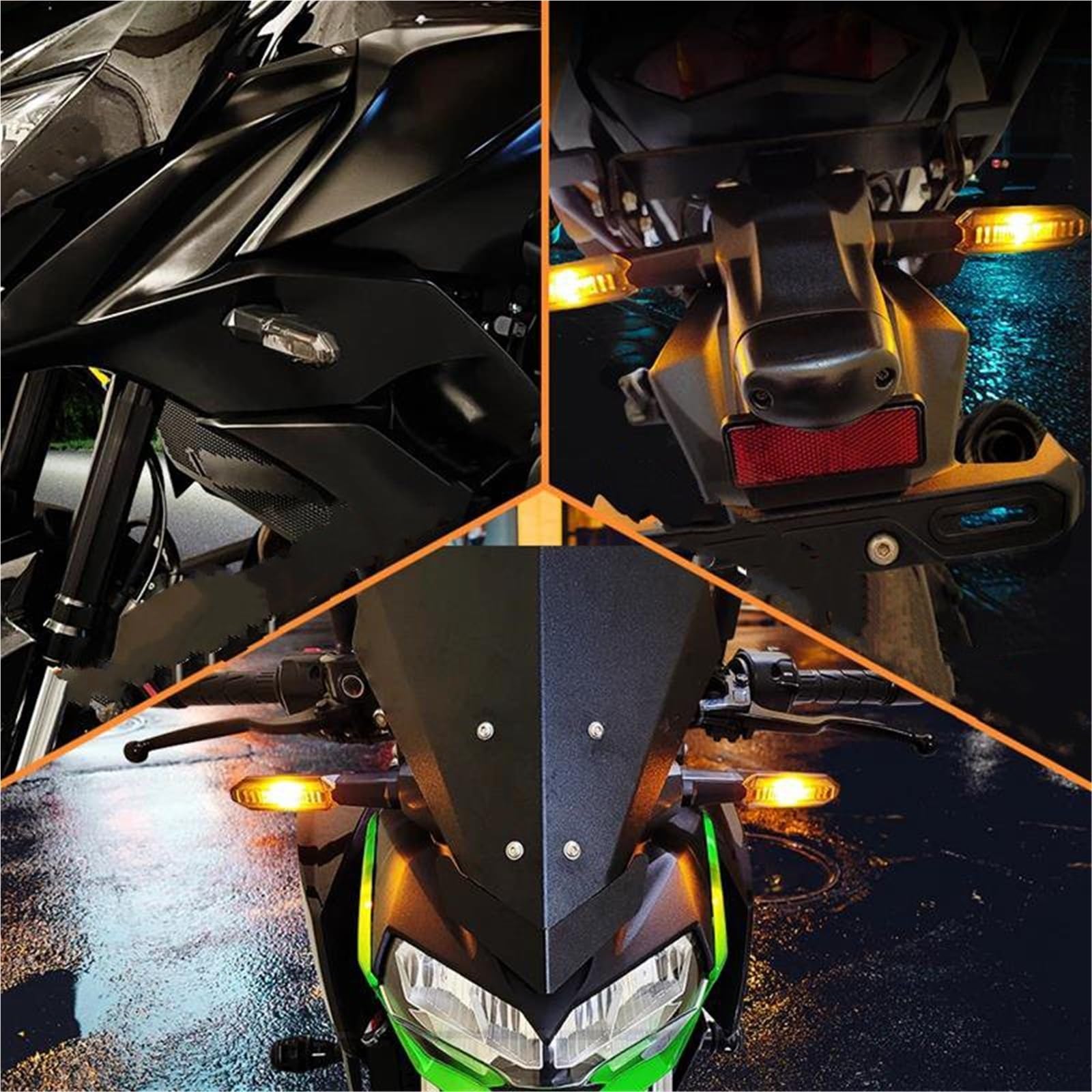 Intermitentes Luz Indicadora De Intermitentes para Motocicleta para Kawasaki para Ninja 1000 para ZX-6R 125 250/300 400 650 Intermitentes Delanteros Traseros Impermeables(Fumar,4 Piezas)