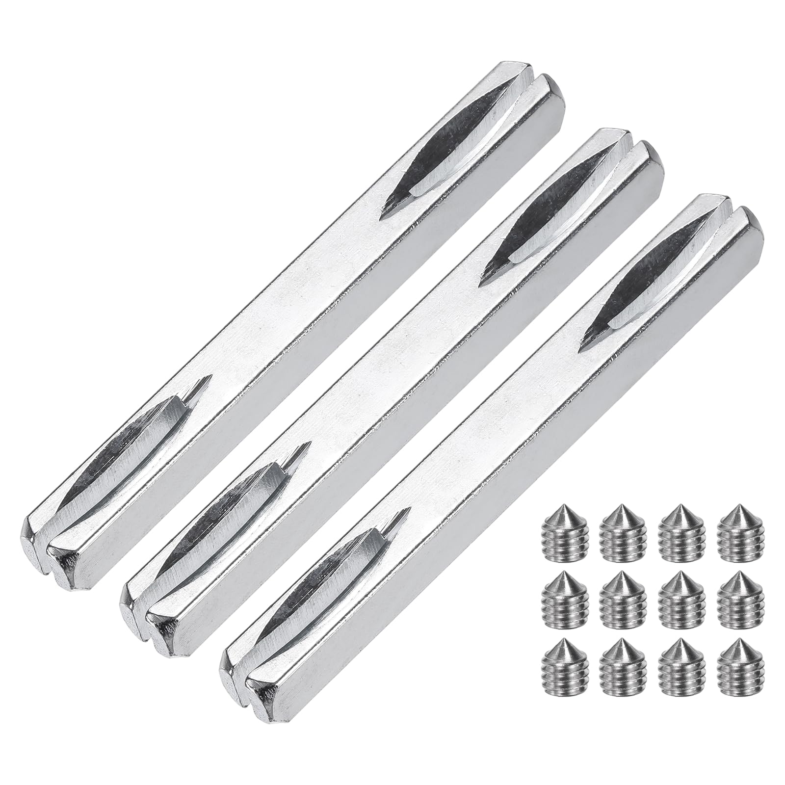 sourcing map 3 Pcs Door Knob Spindle, 80mm Long Spare Door Handle Spindle Bar with Hex Screws, Square Doors Handle Parts Lock Replacement Part for Furniture Assembly, DIY Projects, Silver Tone