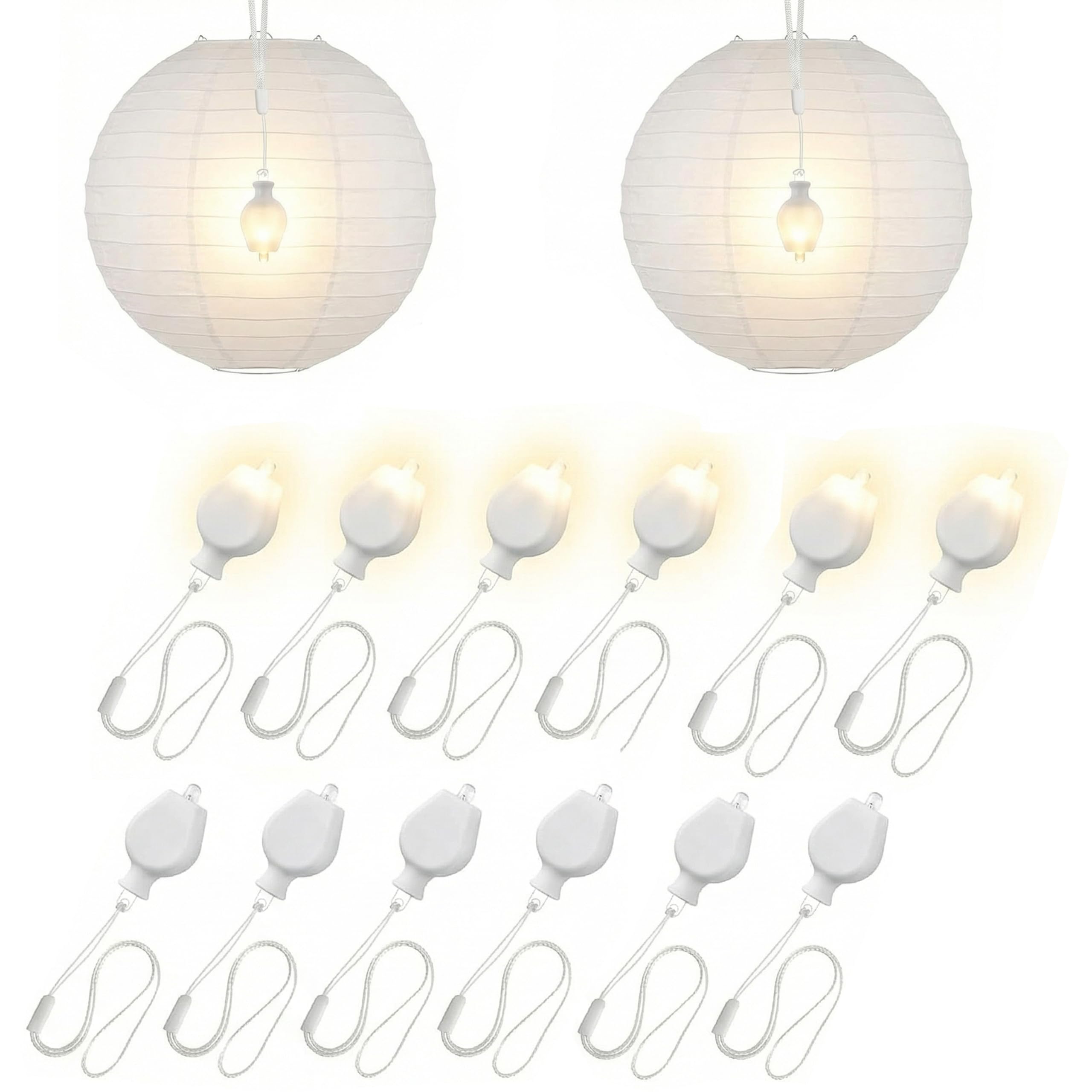 AebeChun 12 LED Ballonlichter, Warmweiß Lampions Licht mit Seil, Mini Led Licht Für Lampions Luftballon, Für Hochzeit, Party Lichter Dekoration, Weihnachten Deko, Hochzeit, Halloween Deko