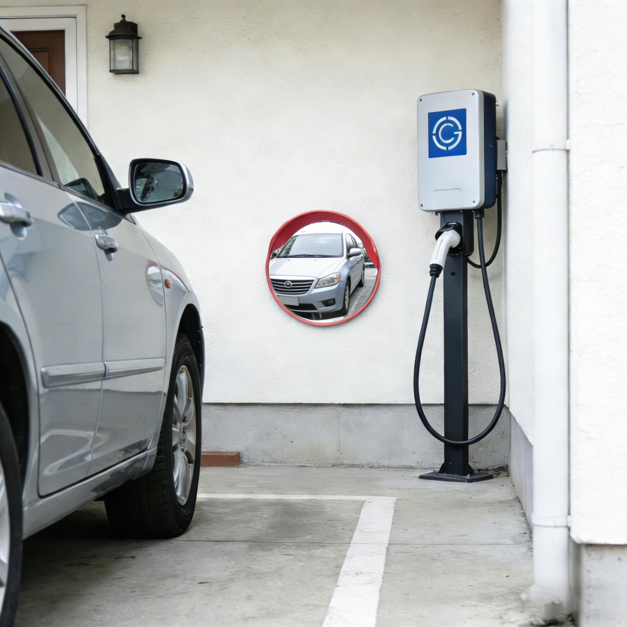 Specchio convesso per traffico in policarbonato resistente agli urti, specchio di sicurezza grandangolare con supporto regolabile, per garage, magazzino, vialetto, parcheggio e punti ciechi