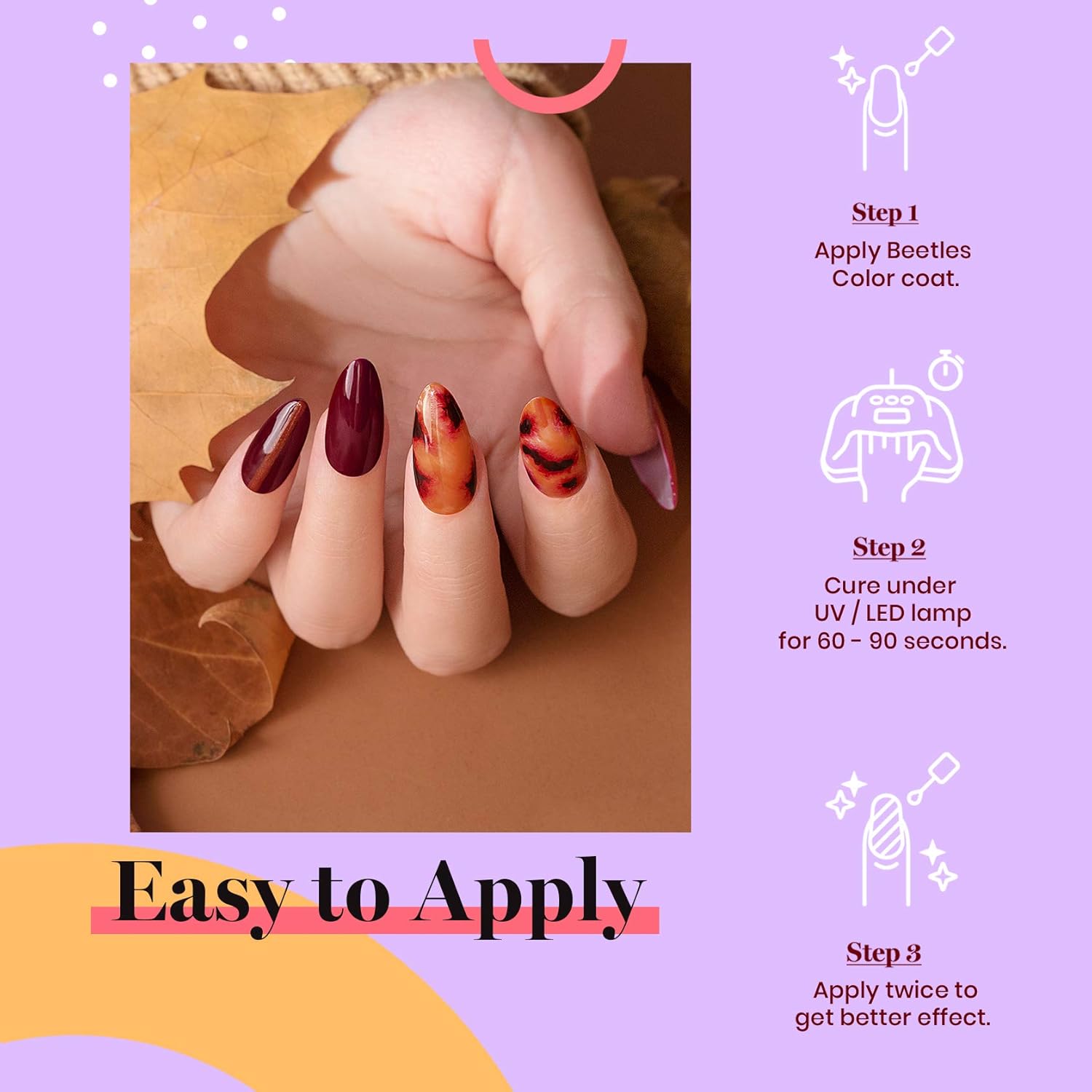 Beetles Gel Polish Set 6 Colors Red Orange Glitter Fall Wedding Collection Purple Black Gel Nail Polish Kit Autumn Fall Winter Nail Gel Polish Set Nail Art Manicure Kit Christmas Gifts Box : Beauty & Personal Care