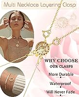 Vista 4 de Separadores de cierres para collares en capas para mujeres, oro de 14k y plata, joyería de seguridad sin enredos, convertidor de cierre con bloqueo