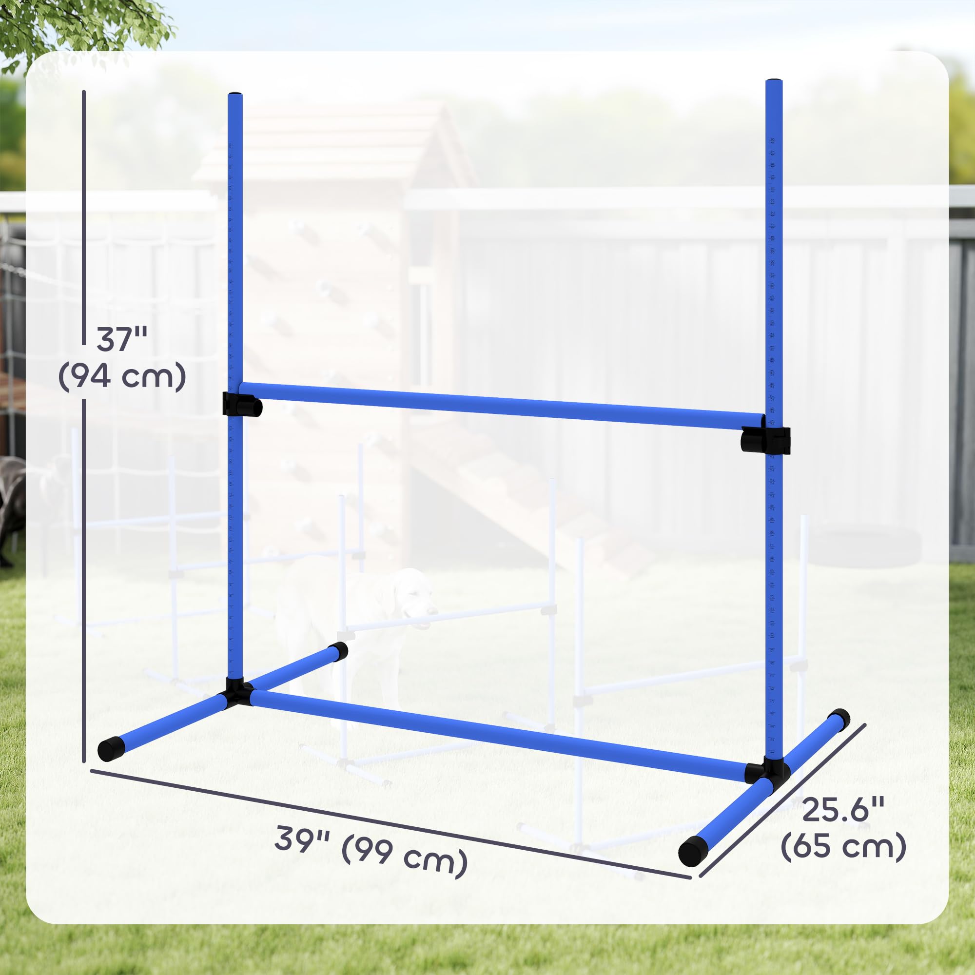 PawHut 4 Piece Dog Agility Training Equipment for Dog Agility Course with Adjustable Height Jump Bars, Included Carry Bag, & Displacing Top Bar, Blue - image 3