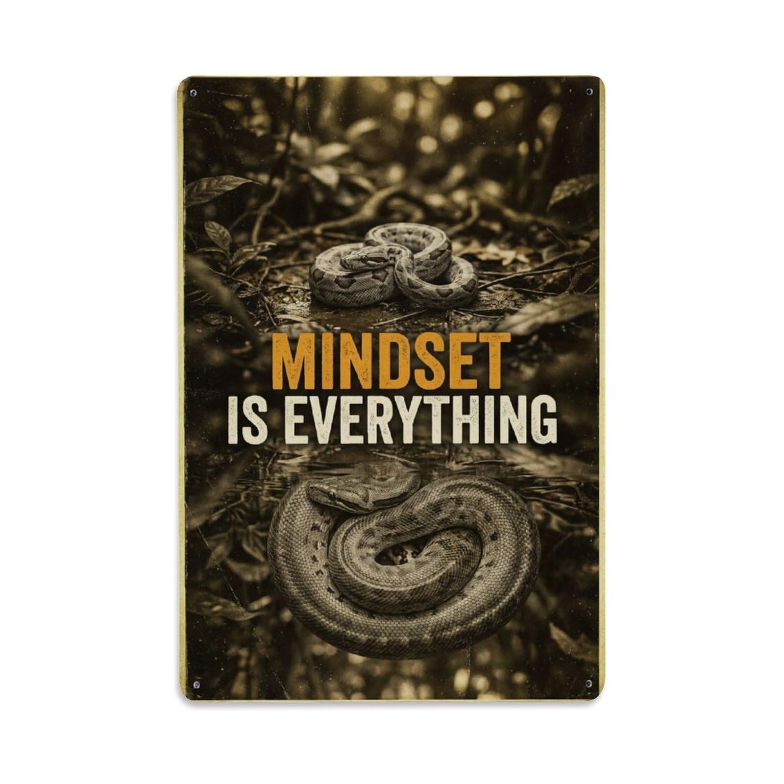 Olhnbad Style Python Reptile Mindset Is Everything Motivational Quote Metal Tin Sign