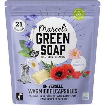 Marcel's Green Soap Detergent Capsules Wild Flowers - Detergent Pods - EU Ecolabel Certified - Vegan - 21 Capsules
