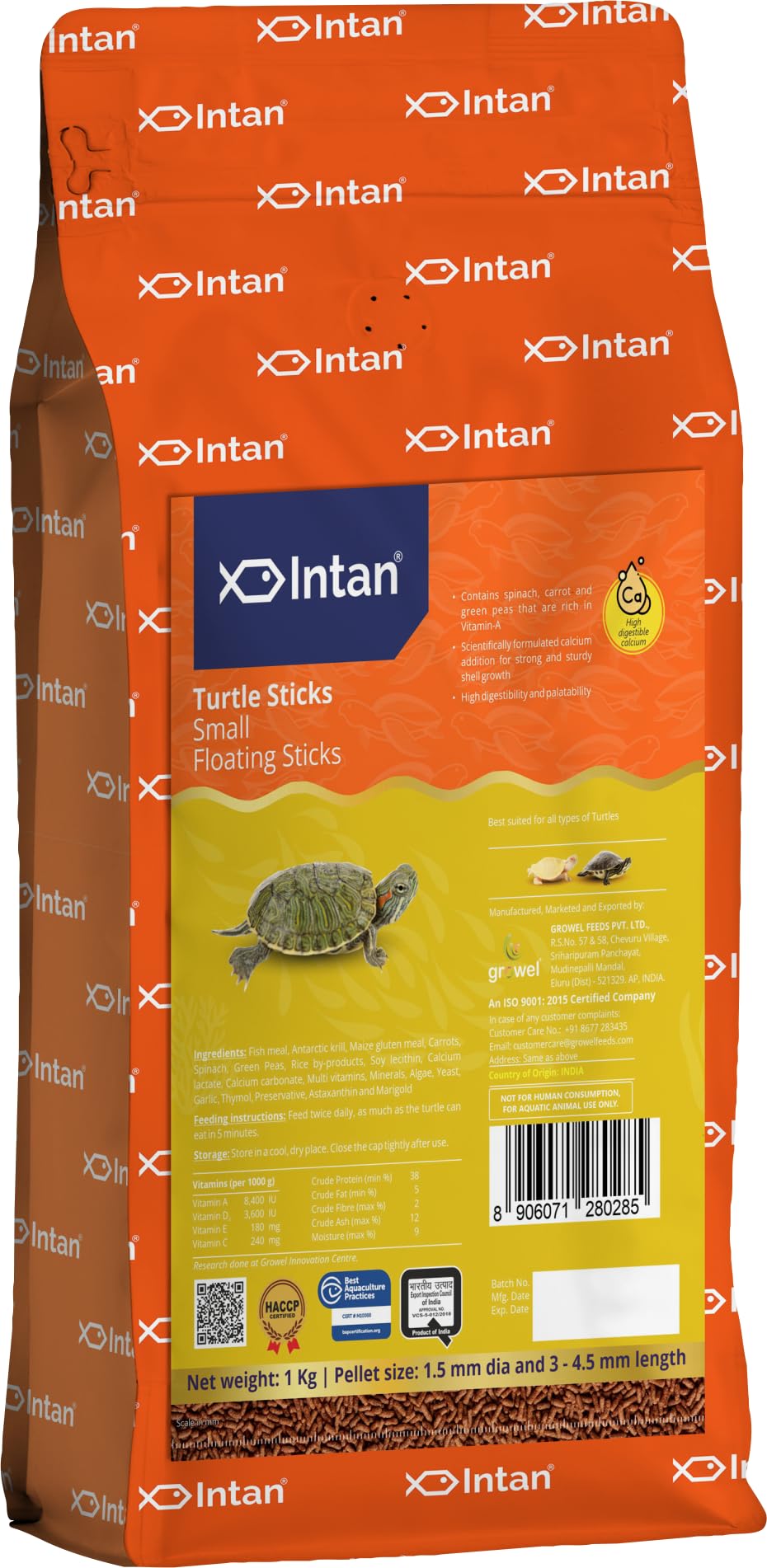Intan Aquatic Turtle Food For All Life Stages For Growth & Health | Small Floating Sticks Suitable For Turtles | Nutritious Feed For Better Shell Health | Big Pouch 1 Kg, 1.5 Mm Dia & 3-4.5 Mm Length-picture-11