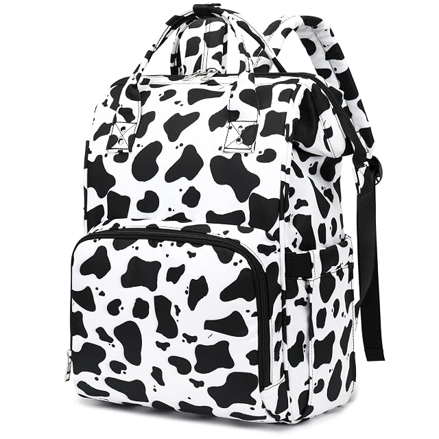 Xunteny Cow Print Women Laptop Backpack College School Backpack Bookbag 15 6 Inch Computer Backpacks for Work Business