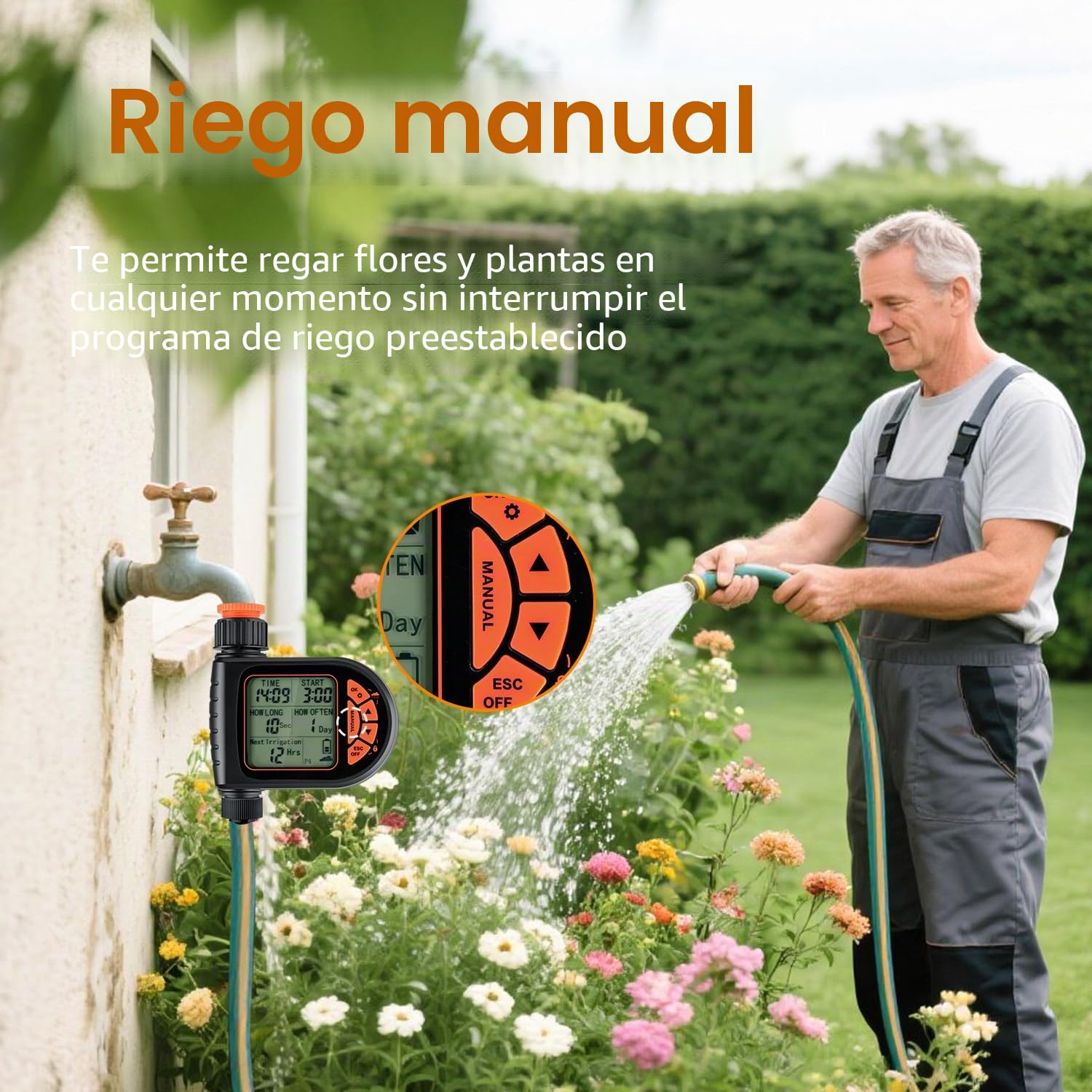 Mcbazel Temporizador de Riego con Retardo de Lluvia y Pantalla LCD, IP65 Impermeable, Temporizador de Agua para Jardín, Balcón, Patio, Granja, Césped