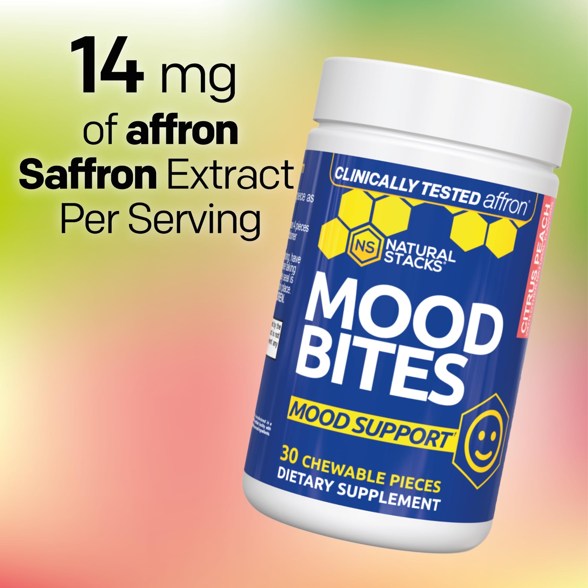 Mood Bites Saffron Supplement with Vitamin B3, Citrus Peach, 30 Chewables — Amazon image 4