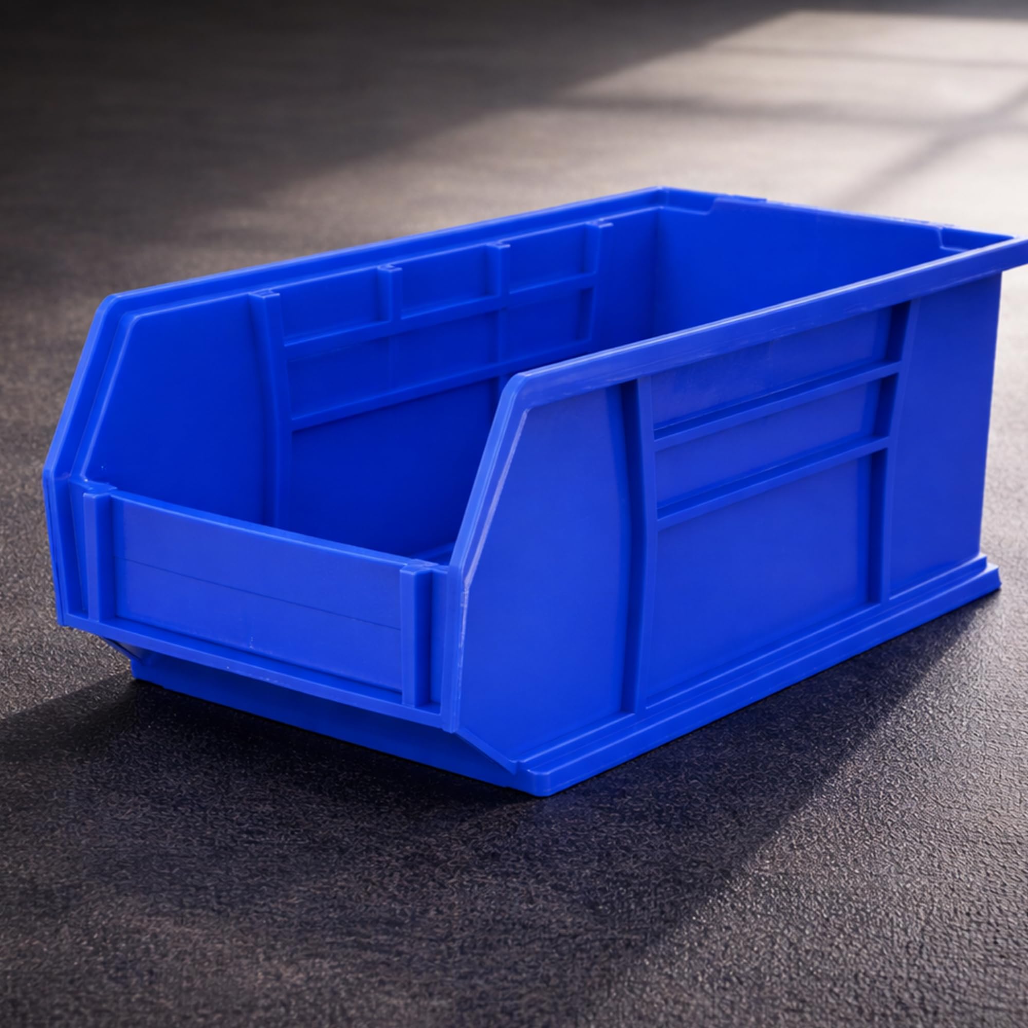 Open-Front Plastic Storage Bins, Medium Blue Stackable Heavy-Duty Storage Boxes for Garage, Workshop, Warehouse, Office, Retail & Home Organisation, 10pcs