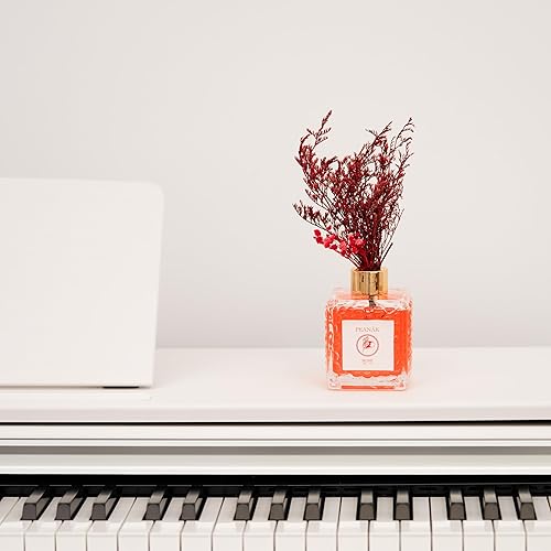 Miniatura 5 de PEANÄK - Juego de difusor de varillas de aceite perfumado de rosas florales, 6.7 onzas líquidas, flores preservadas reales y botella de vidrio de