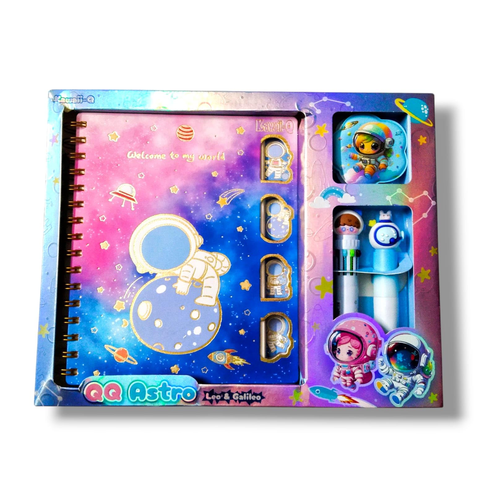 CARU CRAFT Stationery Set for Kids, School Art Kit with Pencil, Pouch, Eraser, Sharpener, Birthday Return Gift (Purple)