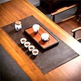 PU Leather Table Runner, 12x20 Inch Nightstand Cover，Waterproof & Heat Resistant Coffee Table Mat, Easy Wipe-Clean Vintage Tea Mat for Bedside or Living Room Decor