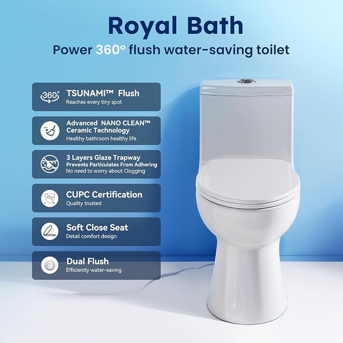 Inodoro elongated one piece Royal Bath blanco 29.2x14.2x28.7 in miniatura 2