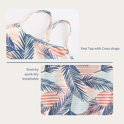 Miniatura 4 de Traje de baño tankini de dos piezas para niñas con volantes hawaianos