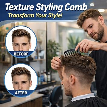V Shaped Wide Tooth Texture Comb for Volumising Styling & Root Lift - Professional Hair Tool, Helps Create Natural Fullness, Smooth Control and Gentle Detangling for Bangs and Layered Hair