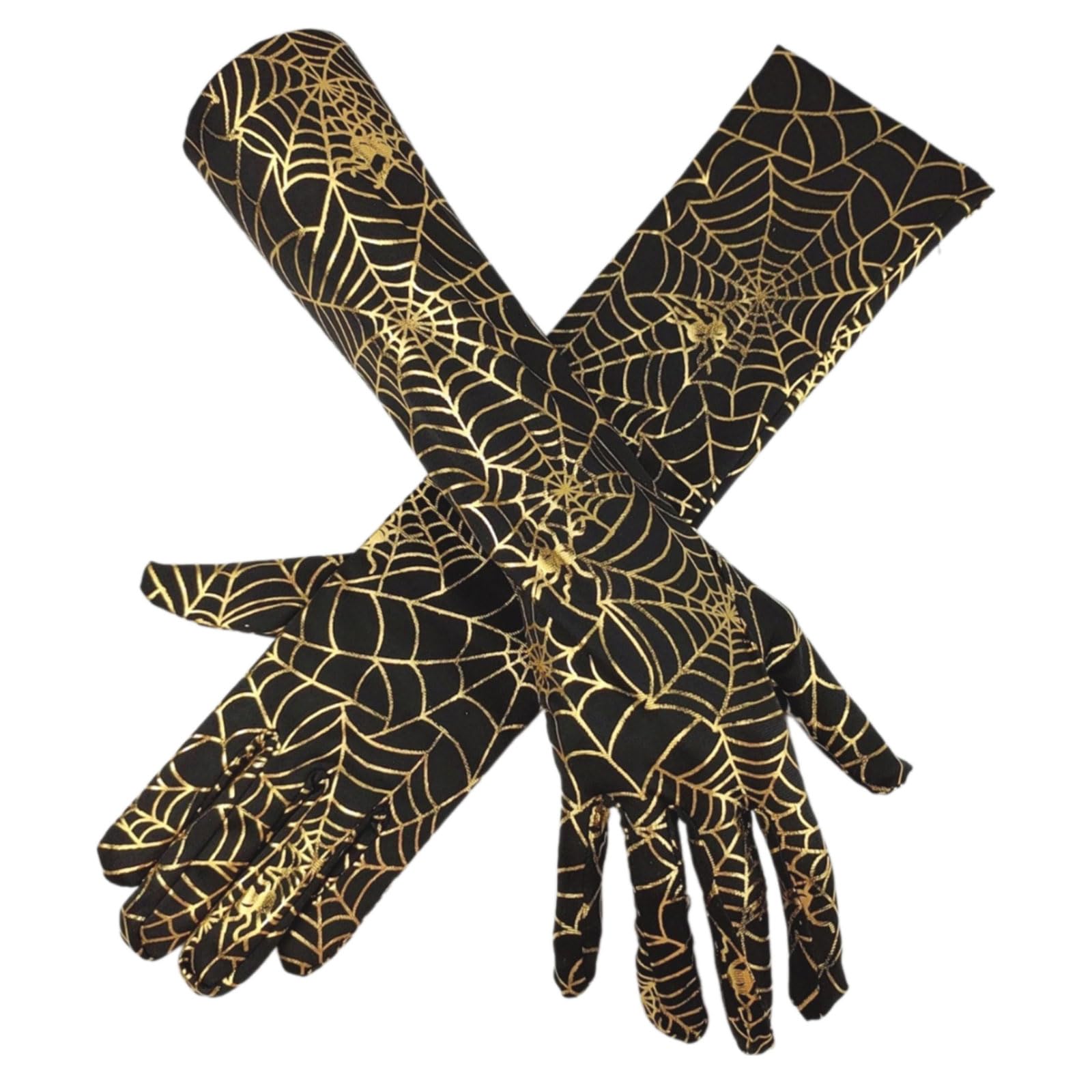 MICFENY Stretchable Spiderweb Pattern Gloves Soft Breathable Arm Gloves For Halloween Costume Accessories Cosplay Handwear