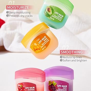 Lip Balm Set 16 PCS - 8 Fruity Flavors, Moisturizing & Repair for Dry Lips | 8 Fruity Flavors Natural Organic Lip Care, Vegan Mini Lip Balm Multipack Gift Set for Women, Teens and Girls,Portable Design