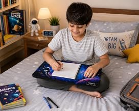 TYPIFY Space Theme Lap Pad Pillow – Eva Foam Cushion 18x12 Inch MDF Study, Writing & Work Lap Board | Anti-Slip Portable Study Pad Board for Reading, Homework & Laptop Use | Educational Gift for Kids