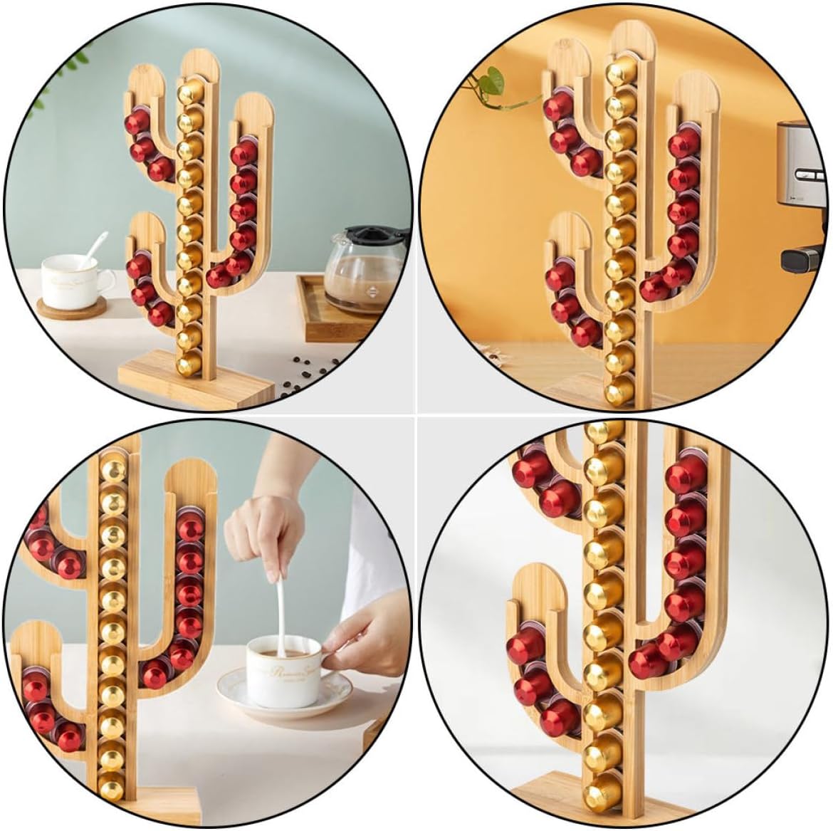 Coffee Capsule Organizer Rack Cactus Shape Detachable Coffee Pod Holder Desktop Storage Stand for Home Kitchen
