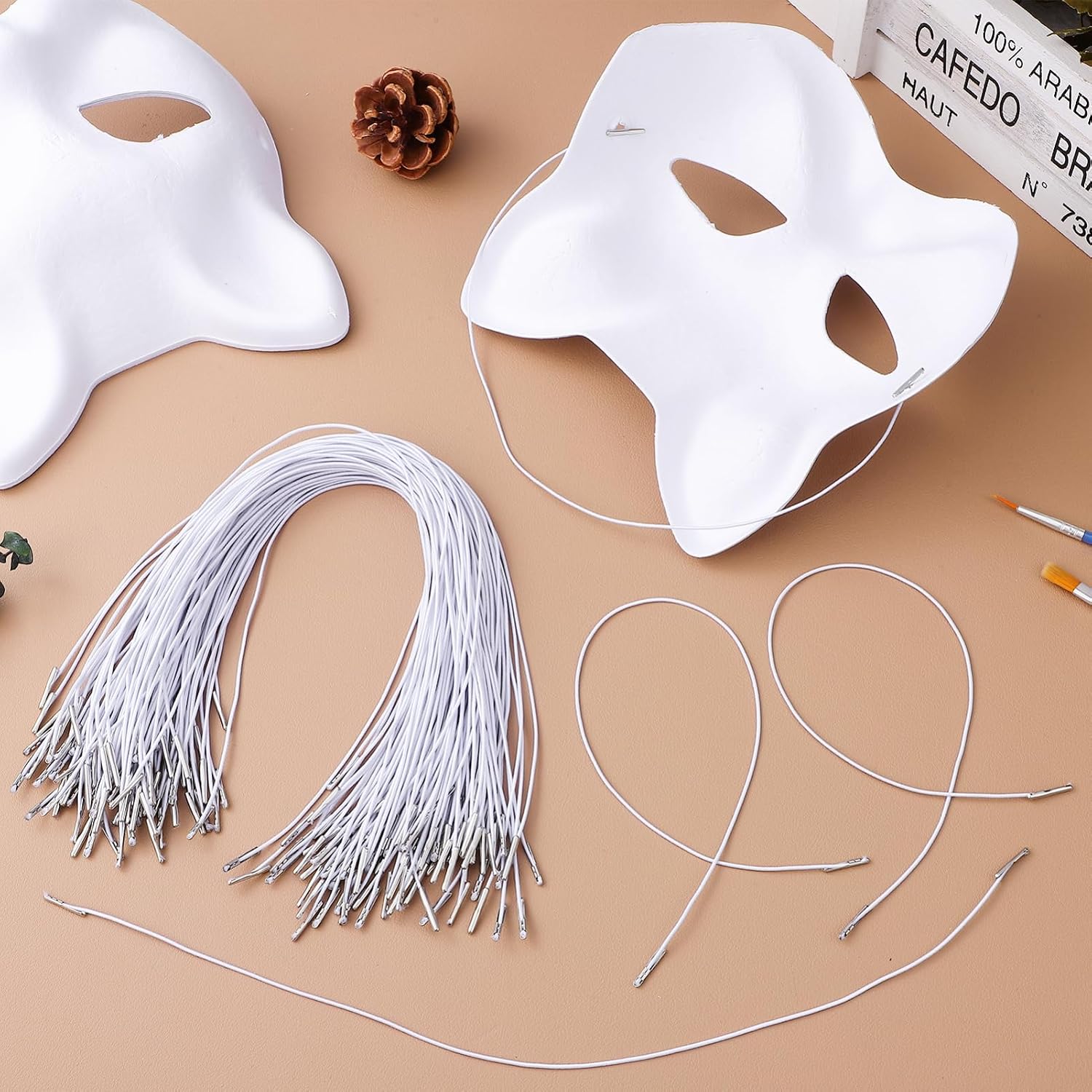 NUOBESTY Elastic Rope Mask Ropes with Metal Ends 5.4 Inch Stretch Cords for DIY Hats and Masks Party Crafts Halloween Accessories