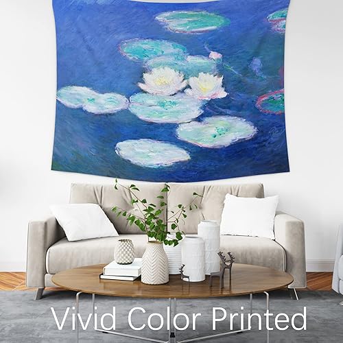 Miniatura 3 de Berkin Arts Claude Monet - Tapiz de decoración artística con diseño floral para colgar en la pared, telón de fondo estético, azul, naturaleza,