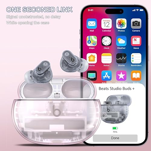 Miniatura 5 de Beats Studio Buds + (2023)  Beats Studio Buds 2021 Funda protectora transparente de TPU suave transparente de grado militar a prueba de golpes con