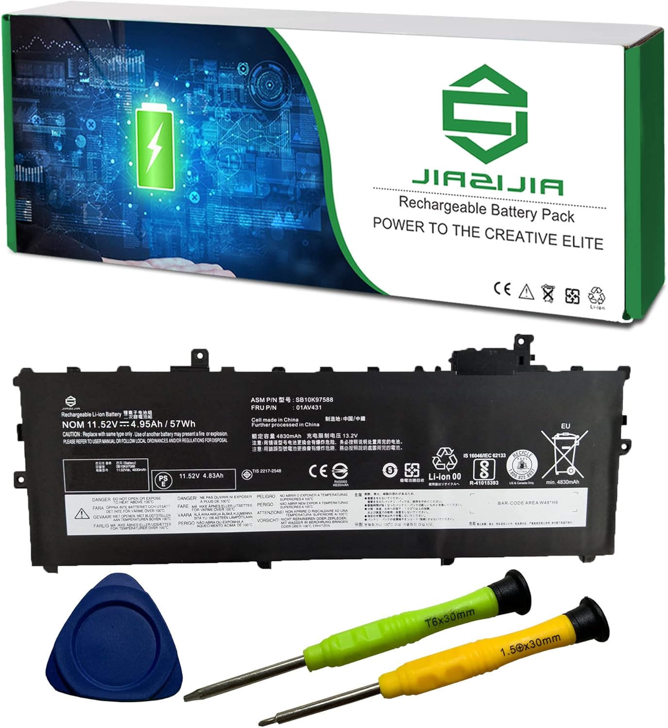 01AV431 Laptop Battery Replacement for Lenovo ThinkPad X1 Carbon 5th Gen 2017 6th Gen 2018 Series SB10K97588 01AV430 SB10K97587 01AV494 SB10K97586 01AV429 SB10K97586 11.52V 57Wh 4950mAh