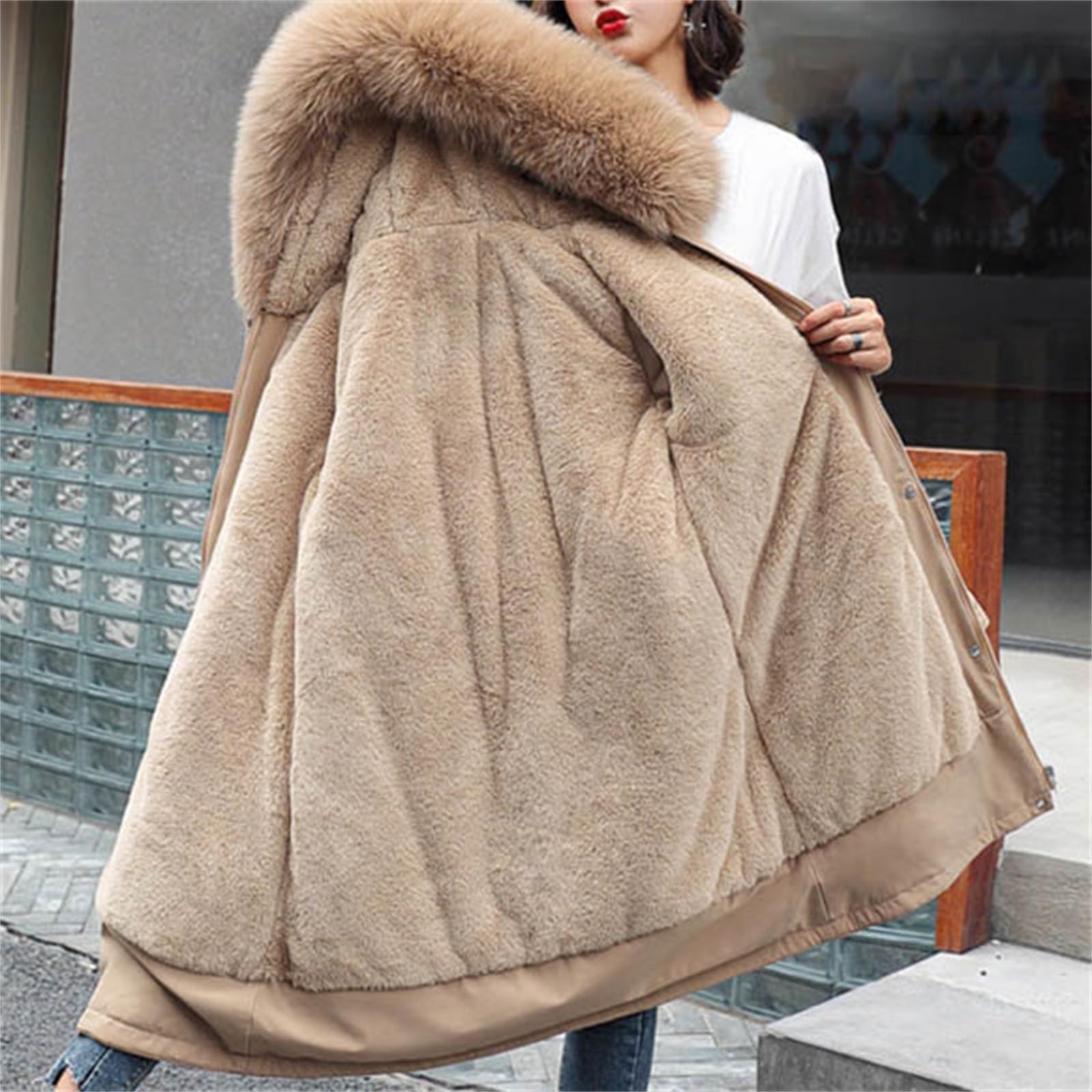 Generisch Chaqueta de invierno para mujer, abrigo de invierno, parka al aire libre, calle, diario, invierno, abrigo largo, ajuste normal, ajustable, resistente al viento, cálido, transpirable, ropa de