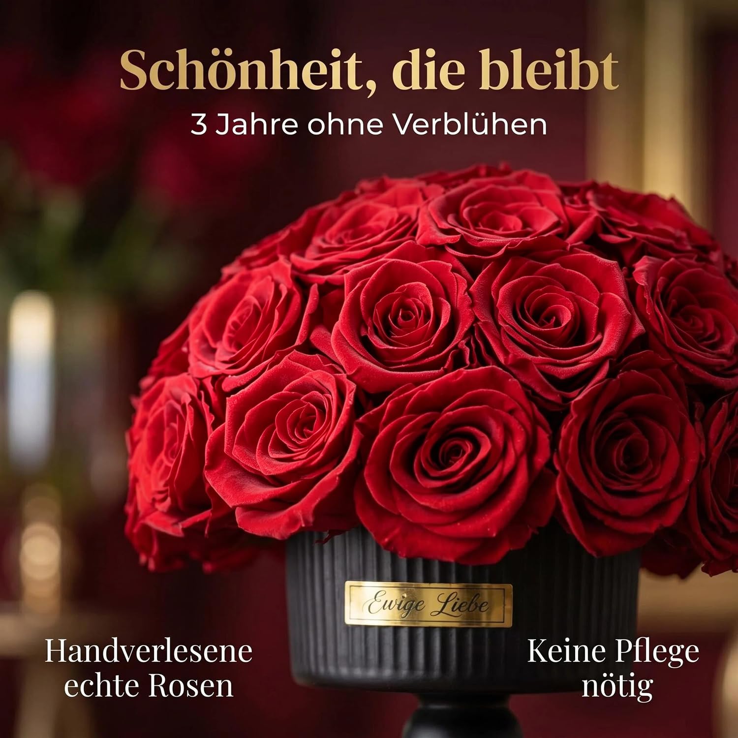 27 Ewige Rosen Blume Strauß, Geschenke für Frauen Infinity Rosen Roten Rosenstrauß Konservierte Blumenstrauß Deko für Freundin Mama zum Geburtstag Hochzeitstag Muttertag Valentinstag