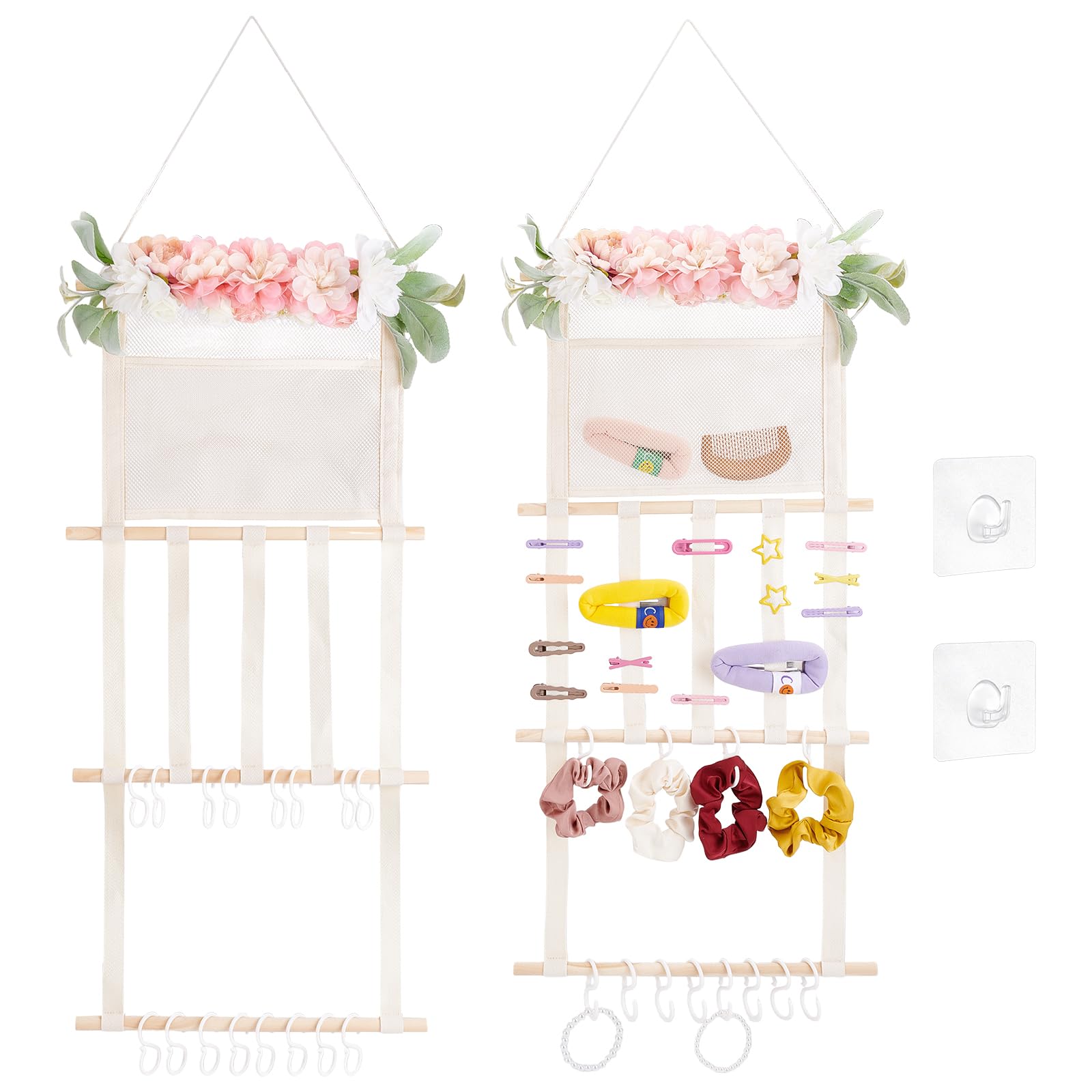 INTERWARM 2 Pcs Headband Holder Hair Bows Organizer, Floral Bows Hanger