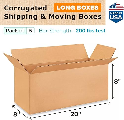 Miniatura 2 de IDL Packaging Cajas de cartón corrugado largas de 20 pulgadas de largo x 8 pulgadas de ancho x 8 pulgadas de alto (paquete de 5)  Excelente elección