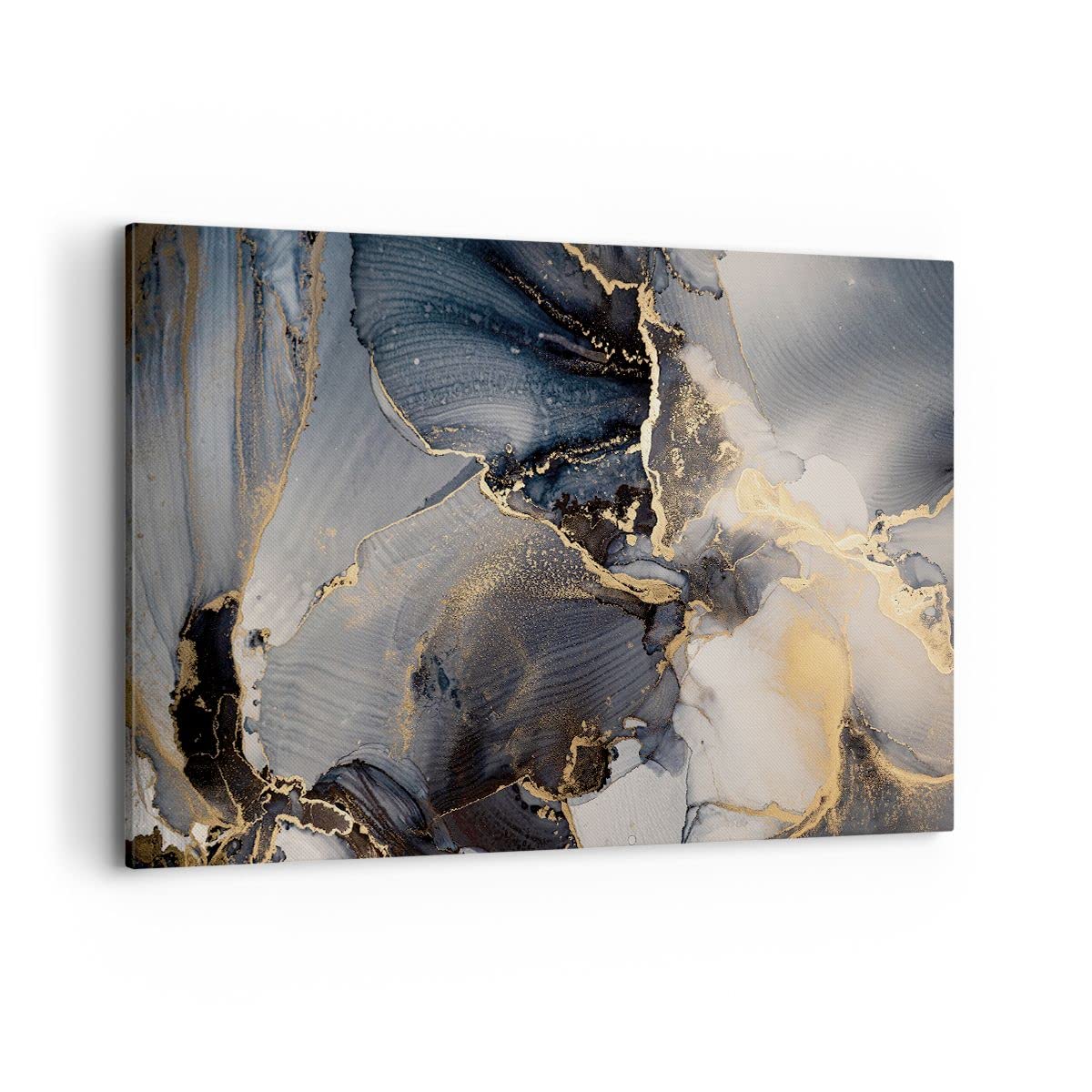 Wandbilder Dekoration Wohnzimmer Dunkel Abstraktion Gold Bilder auf Leinwand 120x80cm Leinwandbild Schlafzimmer Küche Deko Wand Kunstdruck Art Groß XXL Wanddeko Bild Wall Decor Canvas AA120x80-4824 | Dunkelheit Gold Abstraktion Dekorative Bild XXL 1 Stück