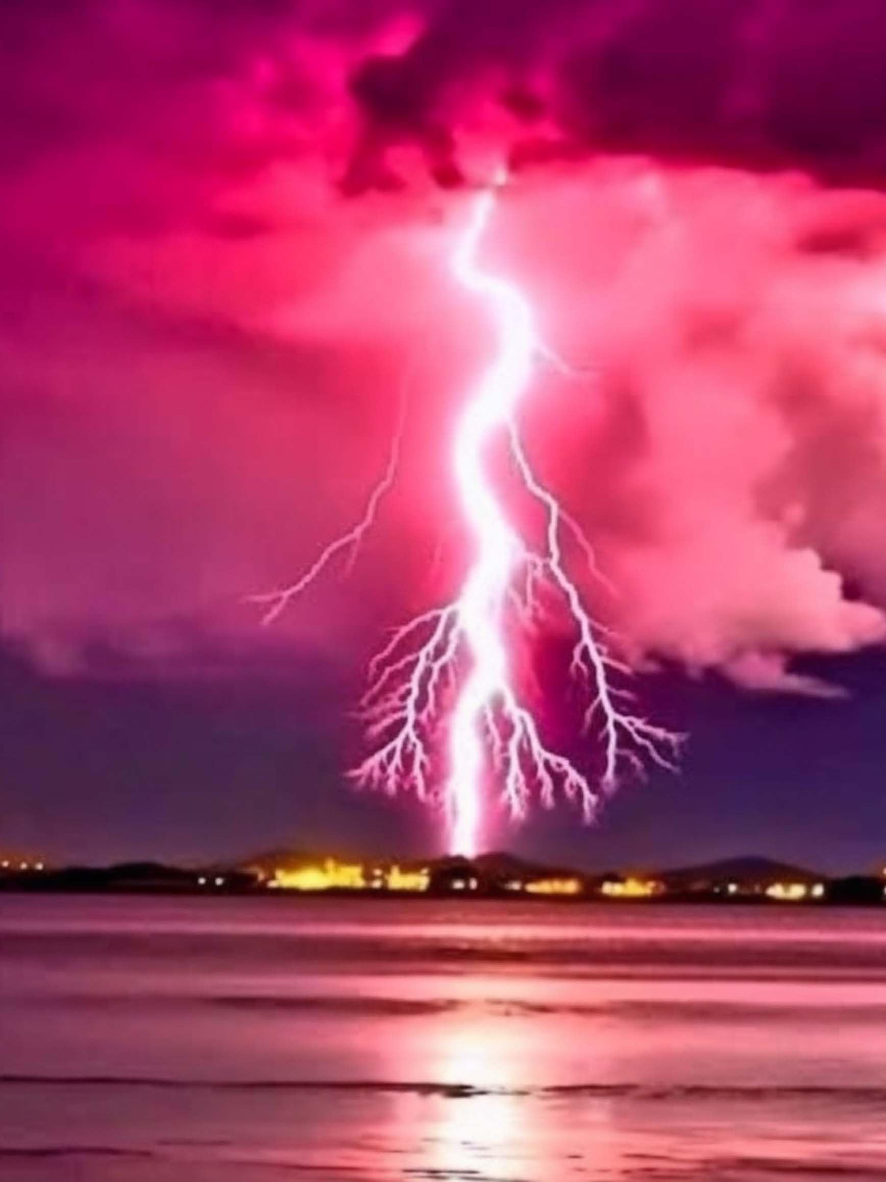 Bimkole 5D Diamond Painting Kits Pink Lightning, Full Drill Ocean DIY Rhinestone Embroidery Set Paint with Diamonds Art by Number Kits Cross Stitch Home Wall Craft Decoration (12x16inch)