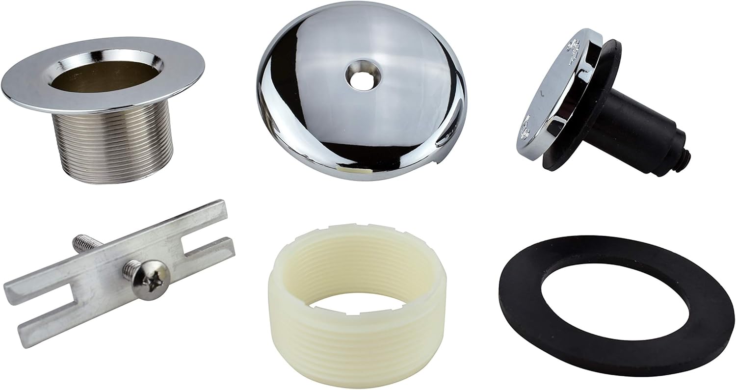 Plumb Pak K826-66PC Foot Lok Stop Style Universal Bath Drain Replacement Trim Kit, Polished Chrome