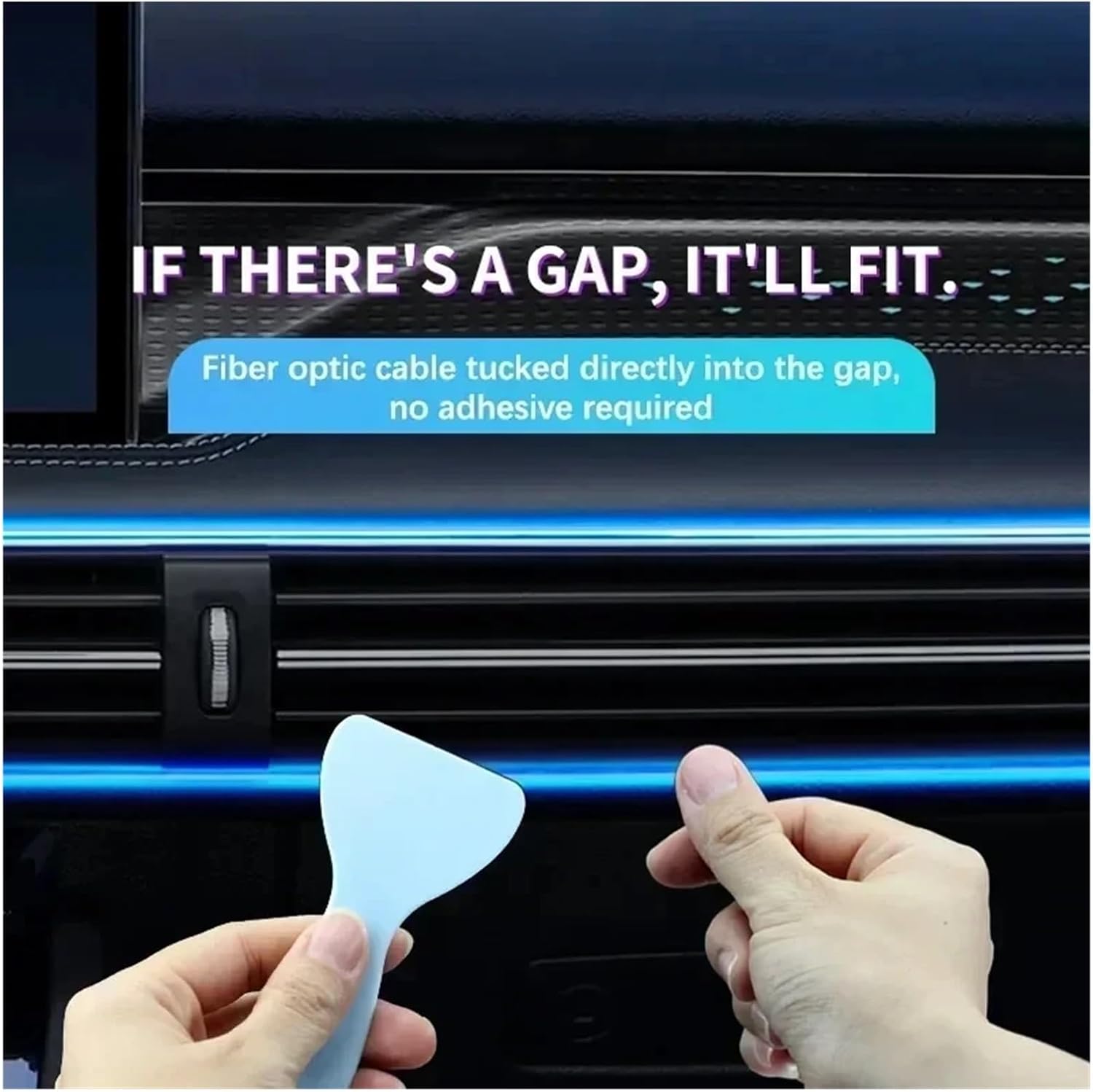 USB-Powered RGB LED Interior Car Atmosphere Light Strip - Fiber Optic Neon Ambient Lighting Kit for Center Console, Door Trim, and Dashboard Decoration(2in1)