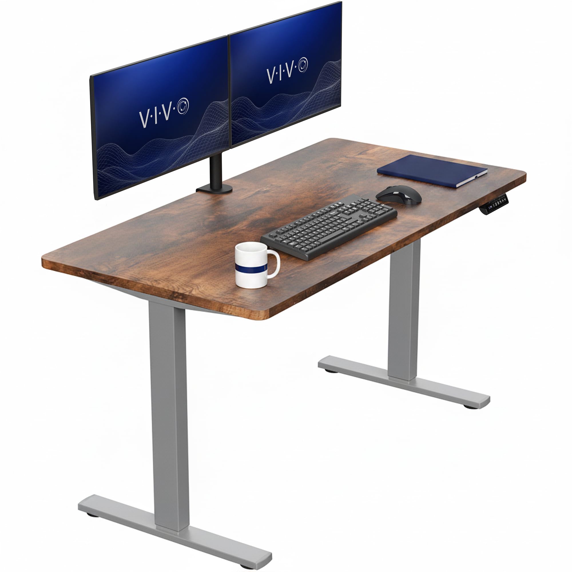 VIVO Rustic Vintage Brown 55 x 28 in Standing Desk, DESK-KIT-1G55N