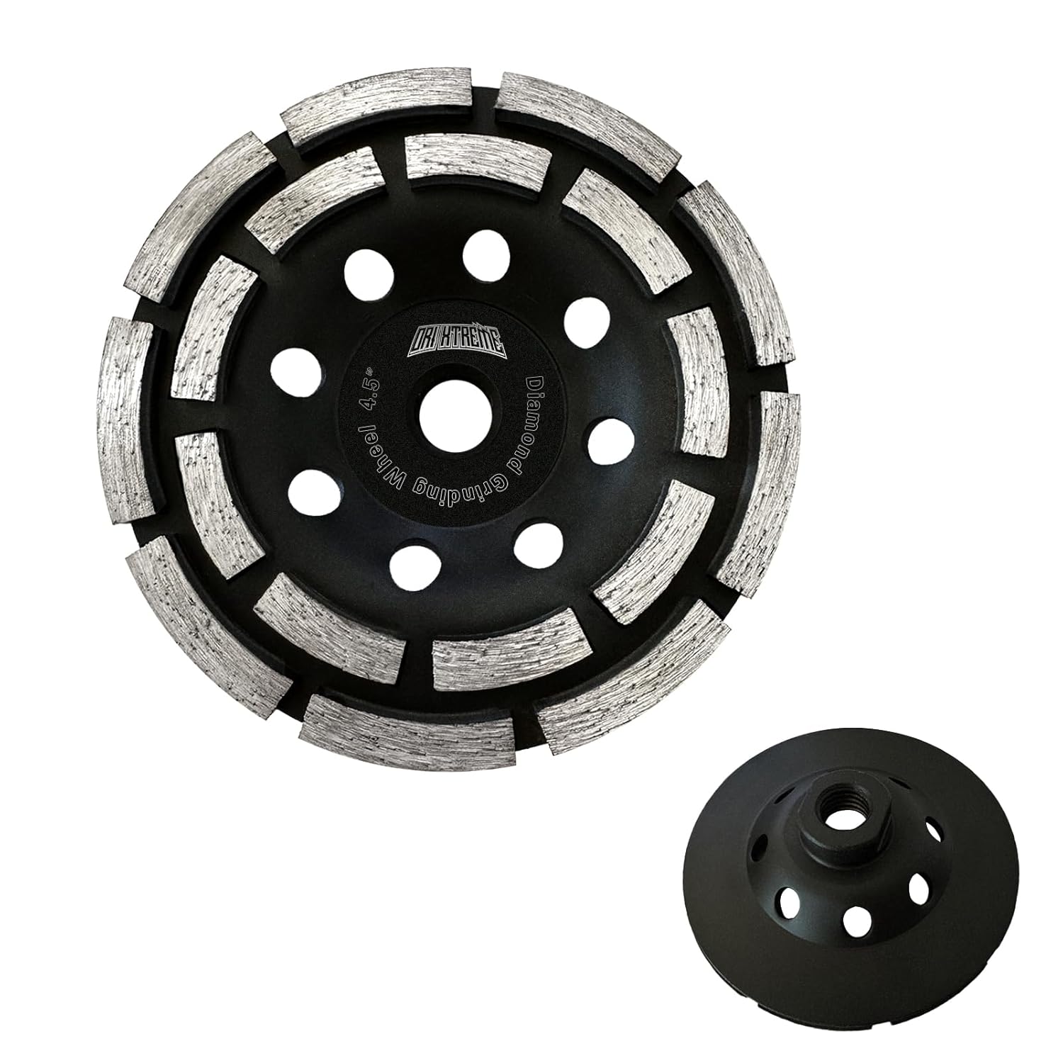 4 1/2 Inch Segment Diamond Cup Wheel for Grinding and Cleaning Surface Stone Concrete Granite Marble Masonry Brick with 5/8-11 Threaded Angle Grinder Wheels Cup