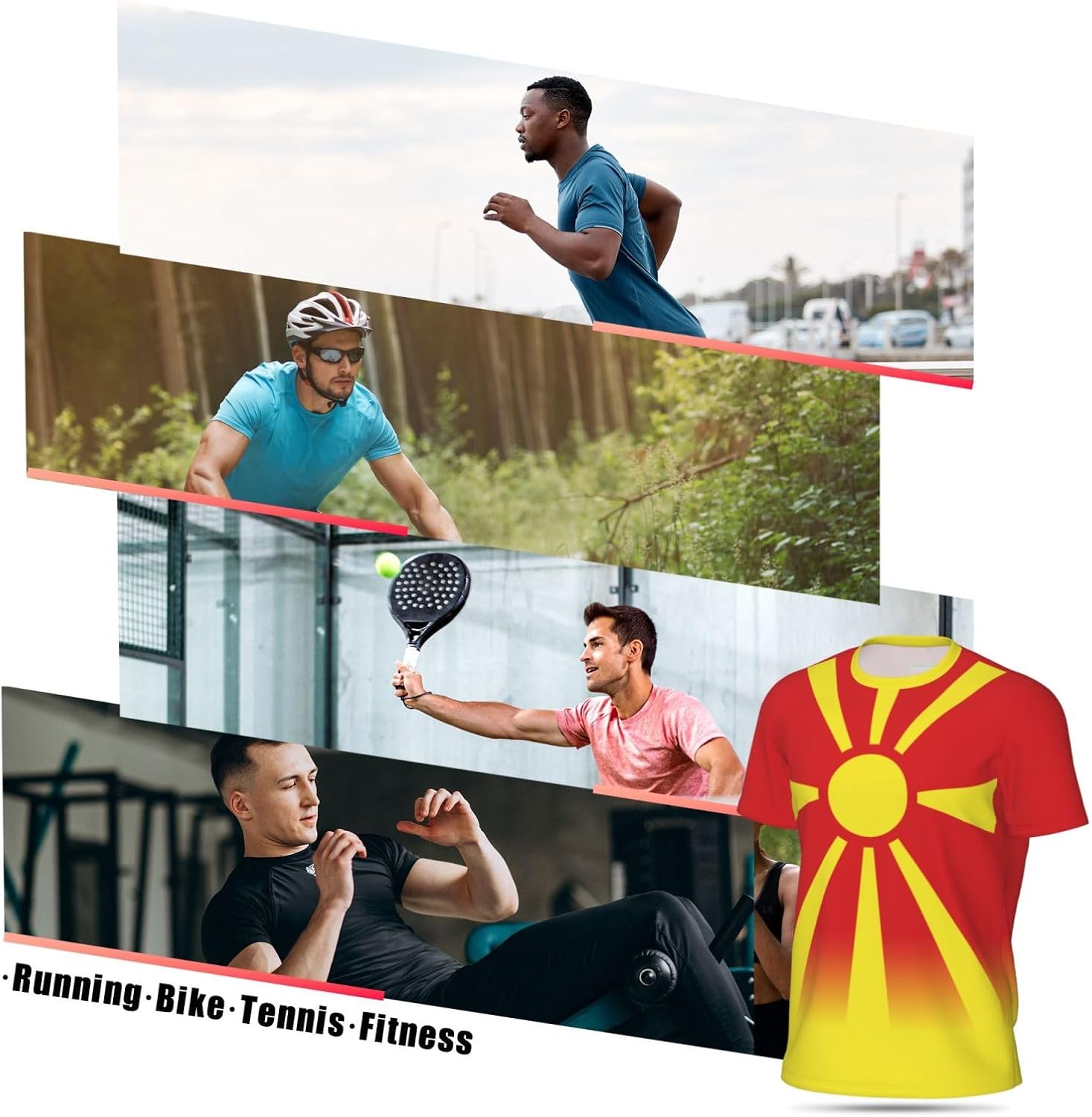 North Macedonia Flag T-Shirt Jerseys for Running Soccer Fans Tennis Fitness Sports Gradual Color Shirts