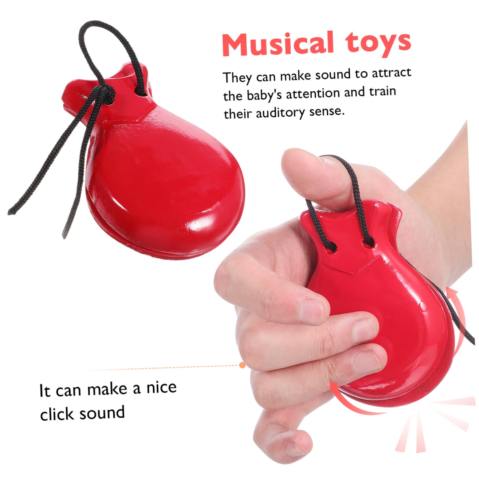 Mikinona Nacchere Di Legno Per Bambini, Giocattolo Musicale a Percussione Suono Nitido, Set 2 Paia in Legno Robusto Per Attività Educative e Sviluppo Musicale Infantile