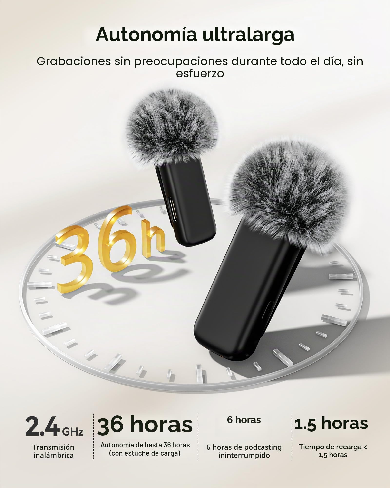 KUKIHO Microfono inalambrico Mini de Solapa para iPhone y Android，Microfono de Clip para Video/Vlogs/Youtube/TikTok Podcasts Estuche de Carga, 40m Alcance.