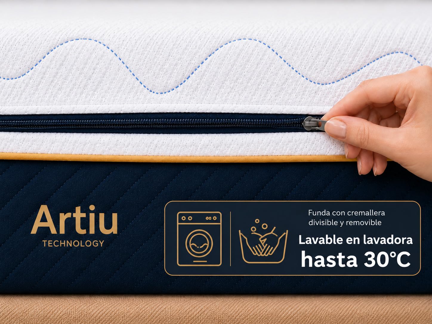DORMISSIMO Colchón Artiu Viscoelástico 90x190 H2 25cm | Cama articulada, Firmeza H2, Homologación CertiPUR, Homologación OEKO-TEX, Funda lavable, Fabricado en Europa