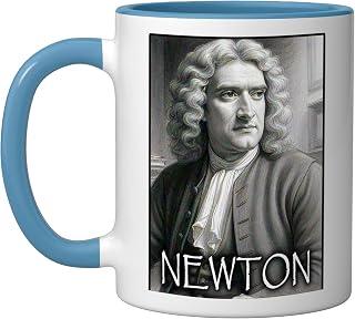 Sir Isaac Newton Ceramic Mug, Blue/White