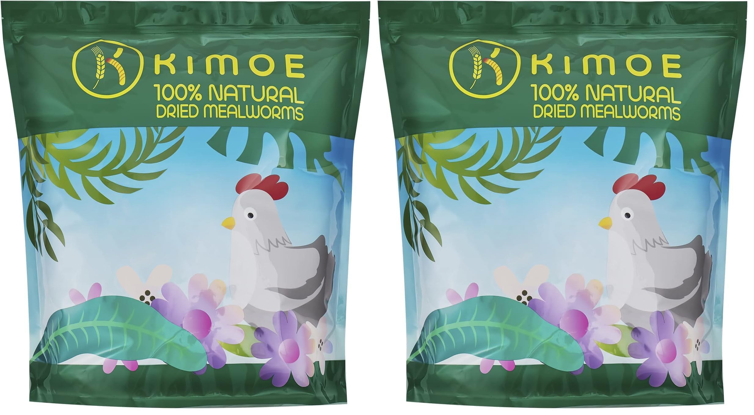 kimoe Non-GMO Bulk Dried Mealworms 5lbs Bag for Chickens, Ducks &amp; Wild Birds — 100% Natural High-Protein Feed to Boost Egg Production, Feather Health &amp; Immunity (Pack of 2)
