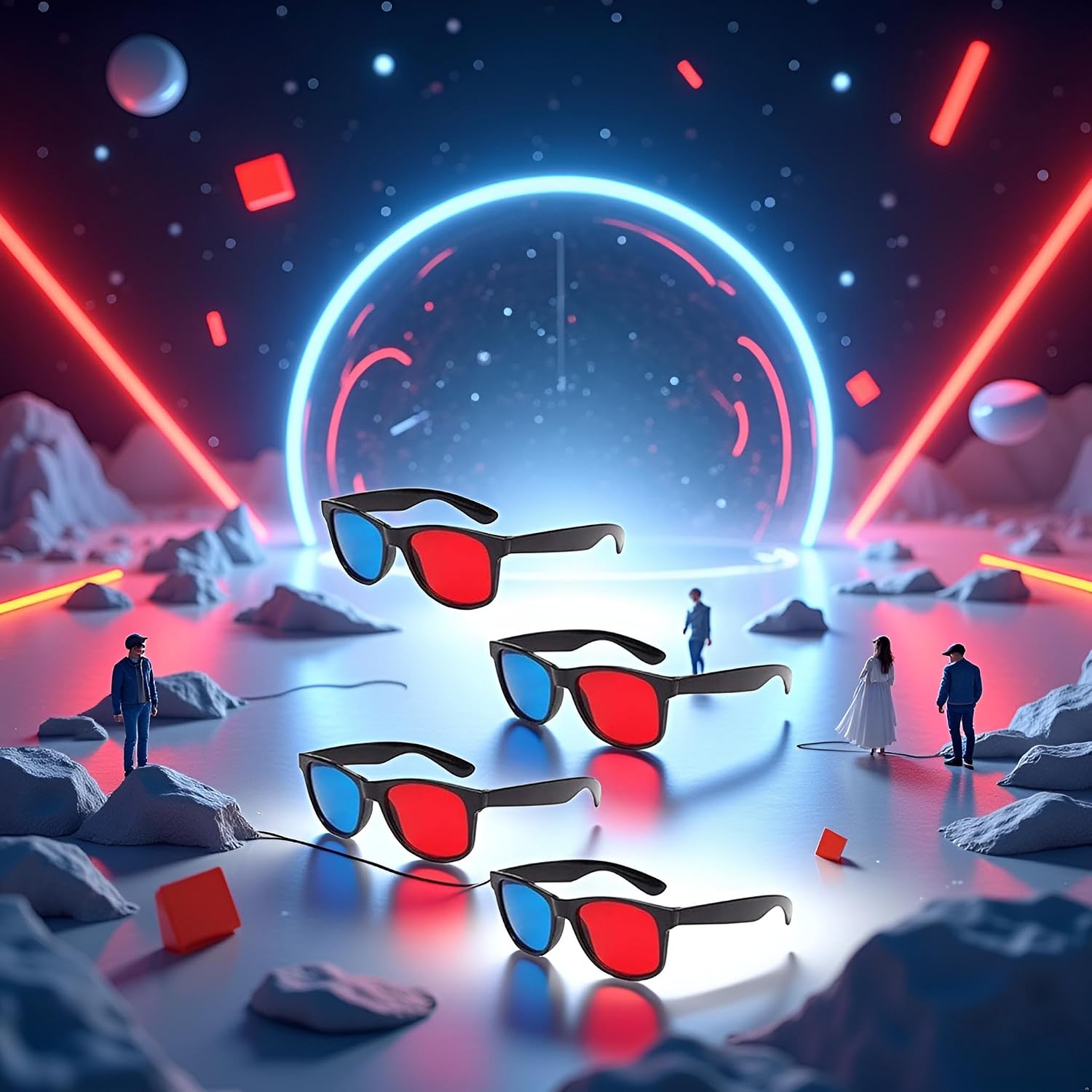 4Pcs Red and Blue 3D Glasses Universal TV Movie Dimensional Video Frame DVD Game Glass 3D Style Glasses 3D Viewing Glasses, Televisions and Video Light Simple Design, Accessories