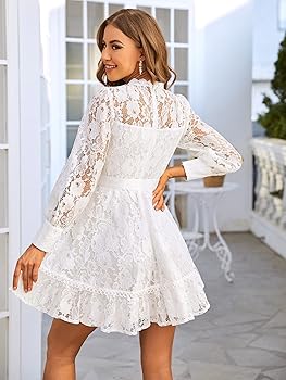 ワンピース Lumignon Lace frill back ribbon dress Lumignon Lace ワンピース Lumignon Lace frill back ribbon dress Lumignon Lace