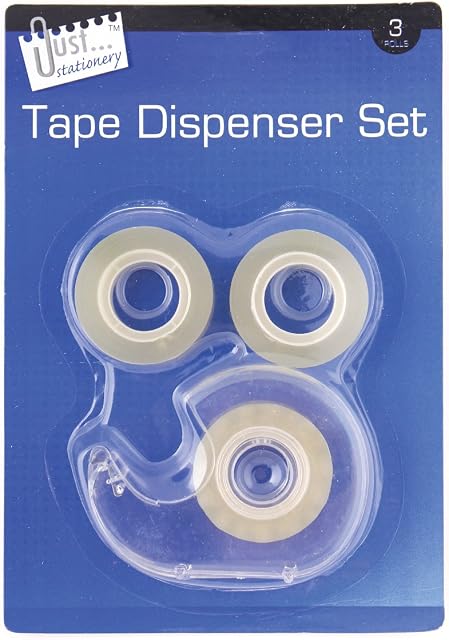Just stationery Tape Dispenser Set, 3 Rolls, 6002