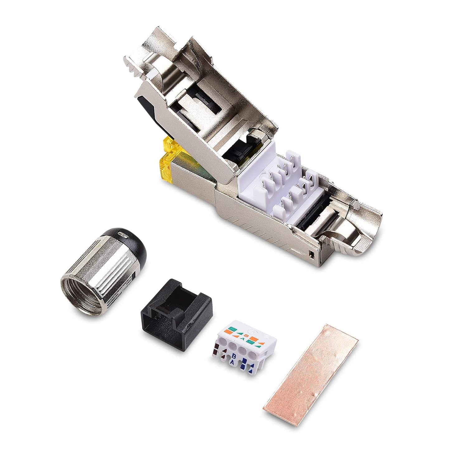 Cable Matters 6-Pack Tool Free Shielded RJ45 Cat 8, Cat8 Field Termination Plug, Cat 8 Connector, Cat8 Plug